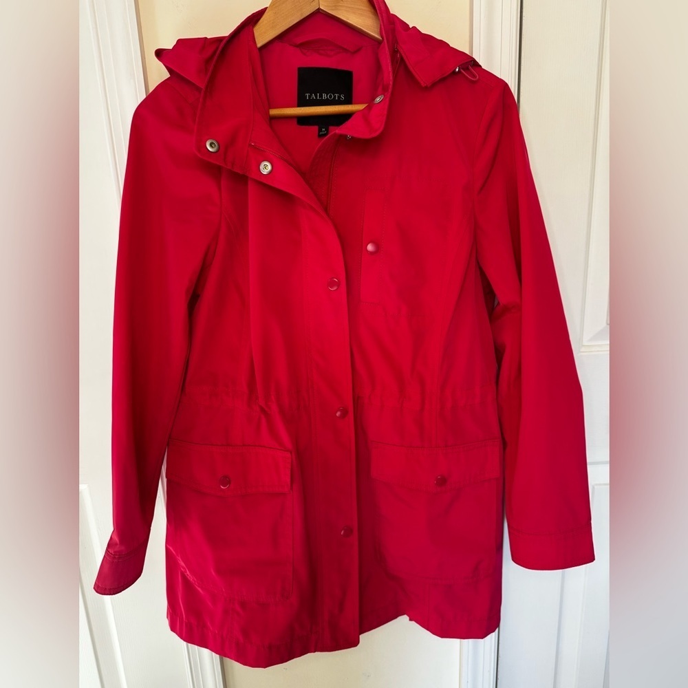 Talbots Bright Pink Hooded Utility Spring Jacket